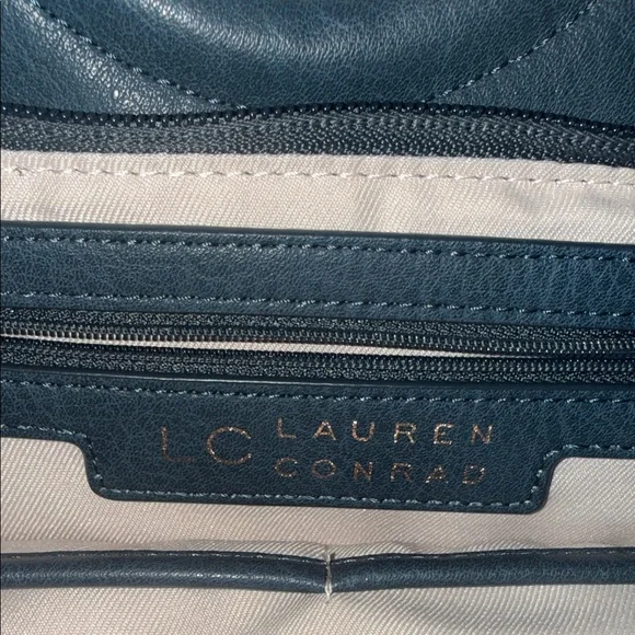 LC Lauren Conrad Navy Floral Tote with Gold Ring Handles - Picture 4 of 4